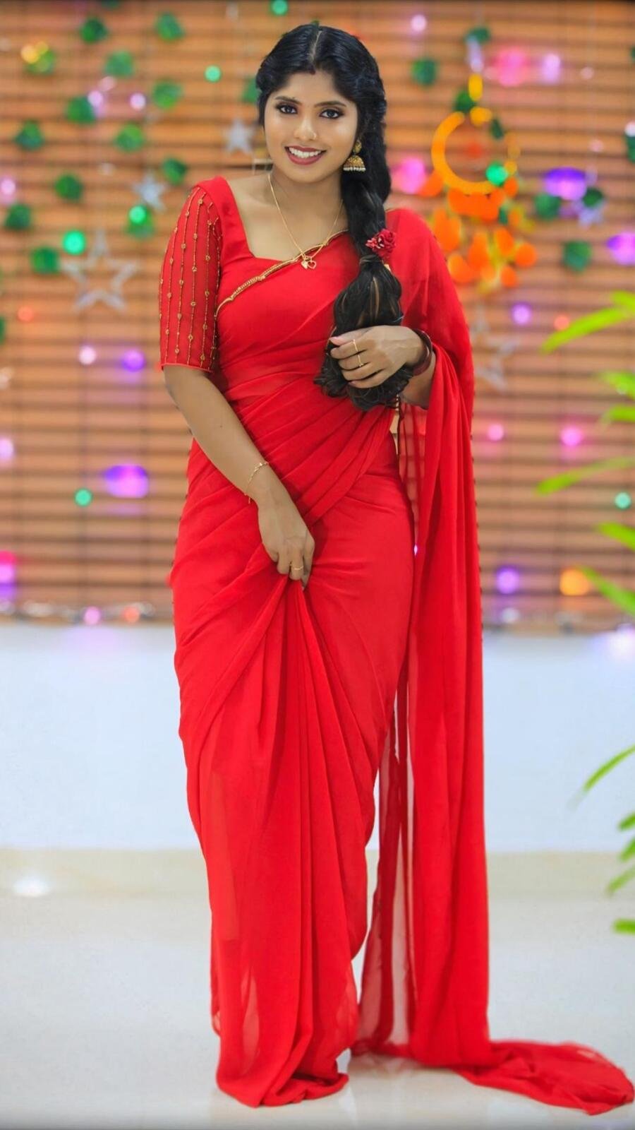 Heavy handworked saree with matching blouse material