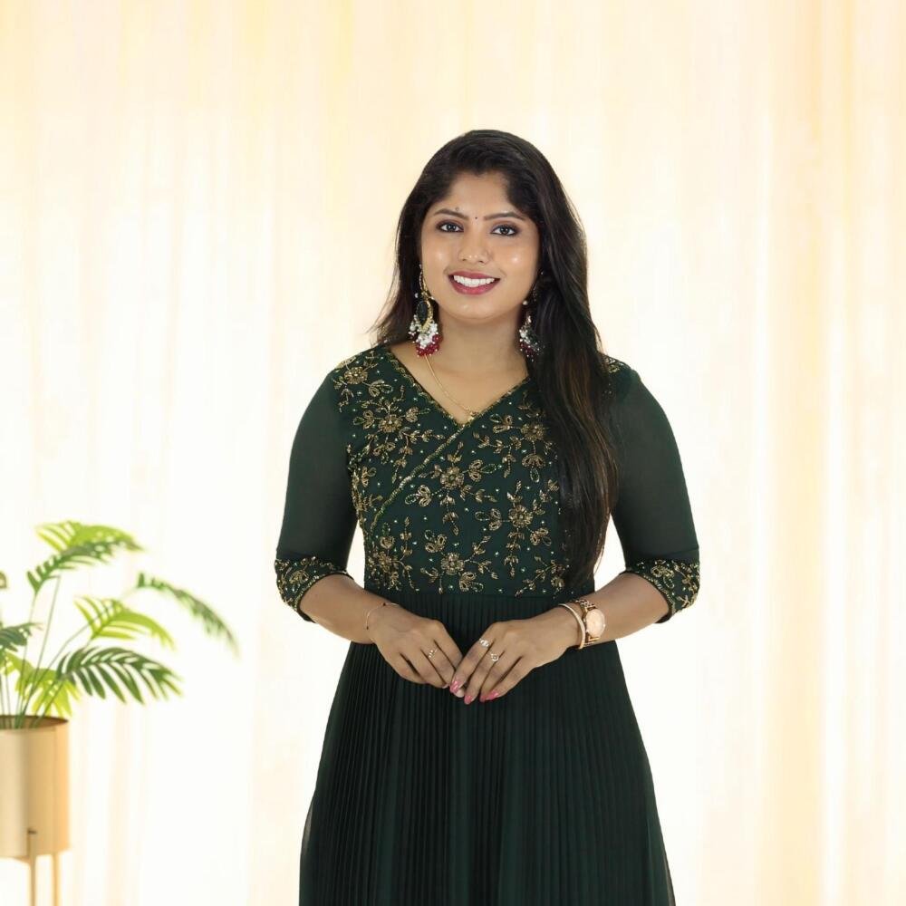 Heavy handworked partywear gown