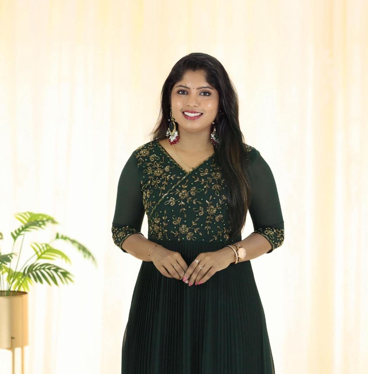 Heavy handworked partywear gown