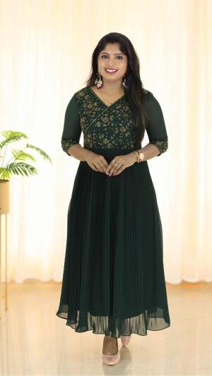 Heavy handworked partywear gown