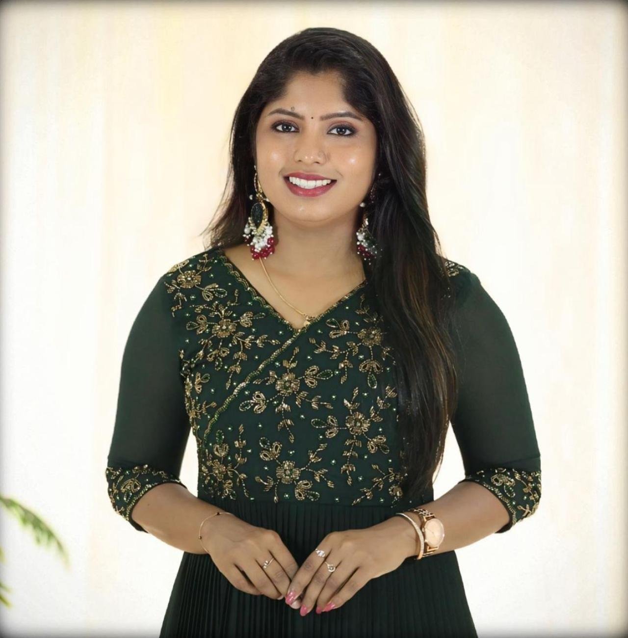 Heavy handworked partywear gown